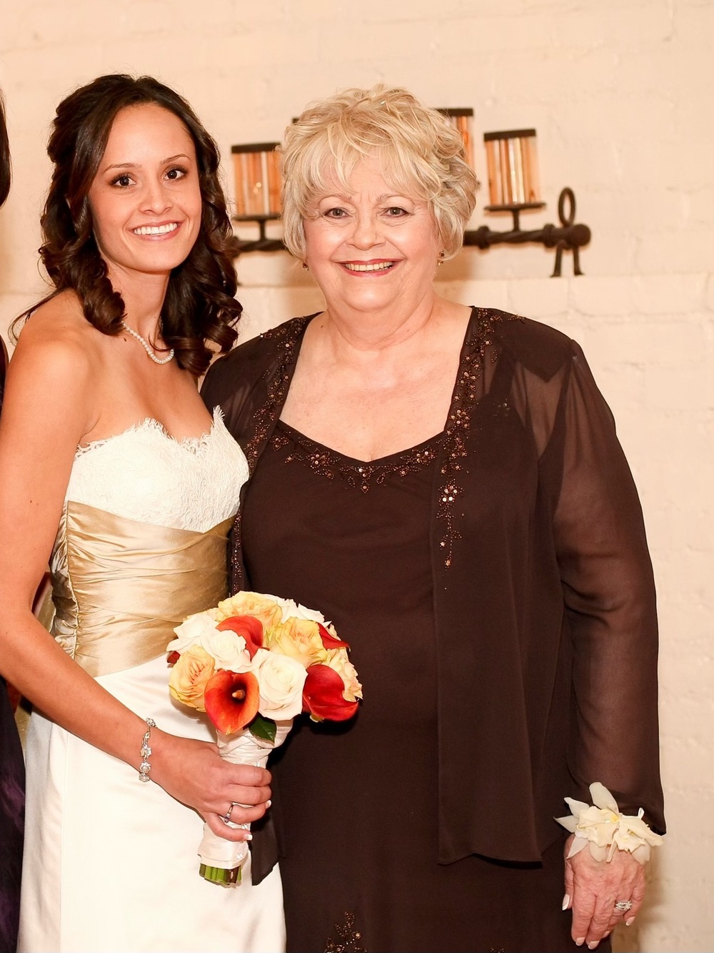 David's Bridal Brown Long Sleeve Beaded Evening Gown - Picture 14 of 14